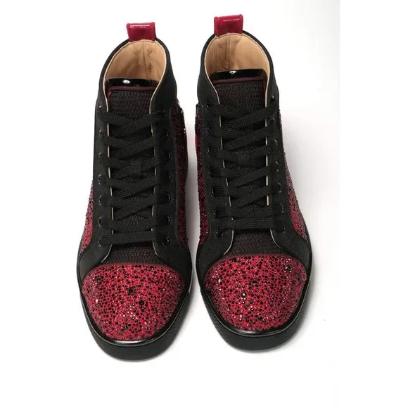 Christian Louboutin Red Black Louis Junior Spikes Sneaker Shoes - Picture 8 of 8